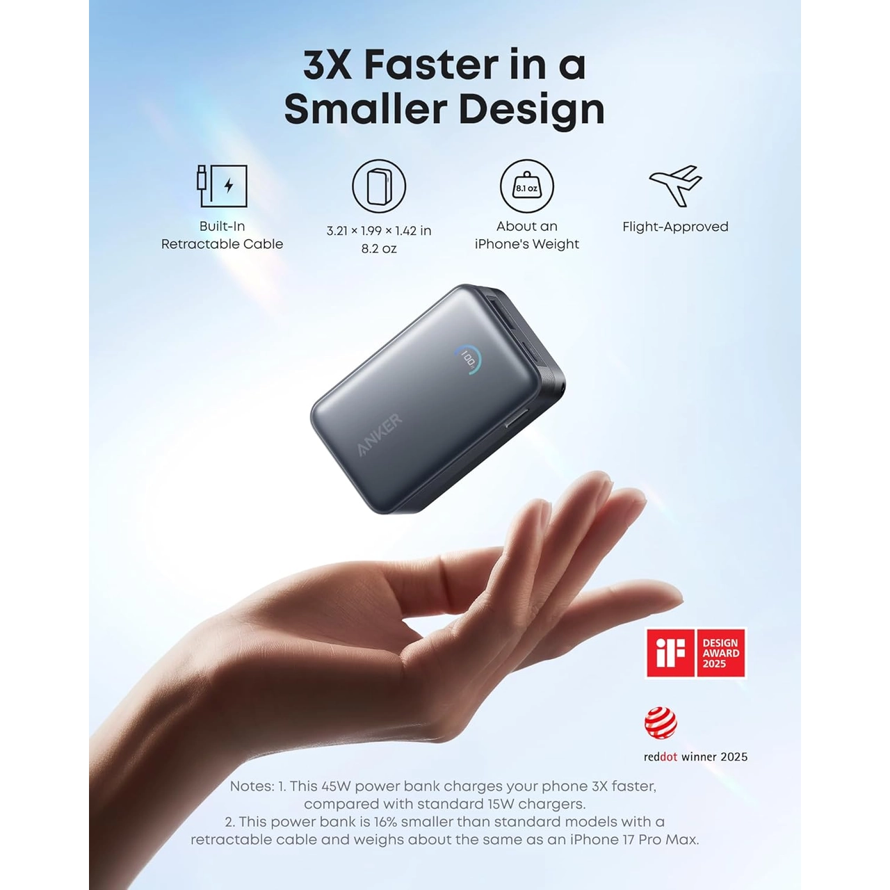 پاوربانک فست شارژ Anker 10000mAh مدل A1638H11 45W - مشکی (گارانتی 18ماهه حافظه طلایی ایستا)